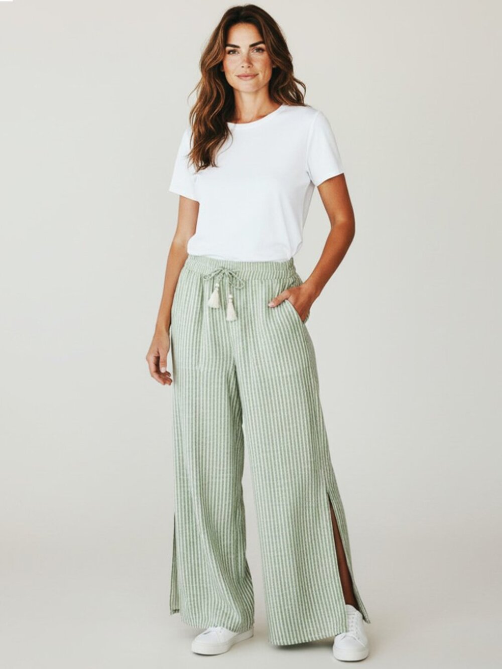 Salty Lemon Anthropologie 100% Cotton Wide Leg Beach Pants Size M